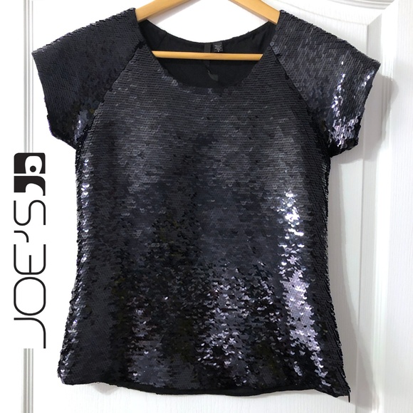 Joe’s Jeans Black Sequin Top Size Small like new - Picture 3 of 8